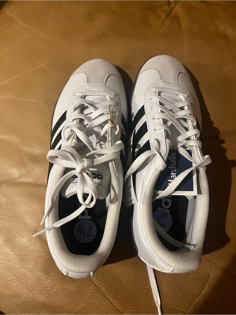adidas White and Black Men's Sneakers - Classic Three-Stripes